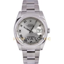 Datejust 116234 Steel Oyster Band Fluted Bezel Silver Dial Mint