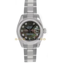 Datejust 179160 Steel Oyster Smooth Bezel Dark MOP Diamond Dial