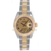 Datejust 179173 Steel Gold Oyster Band Fluted Bezel Champ Dial