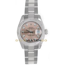 Datejust 179174 Steel Oyster Band Fluted Bezel Pink Diamond Dial