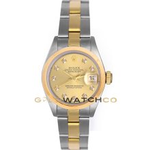 Datejust 69163 Steel Gold Oyster Band Smooth Bezel Champ Dial