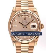 Day-Date President 118235 (Pink Champagne Dial, Diamond Markers)