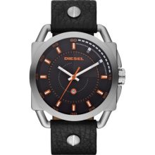 Diesel Dz1578 Fast Ship 50mm Black Dial Black Leather