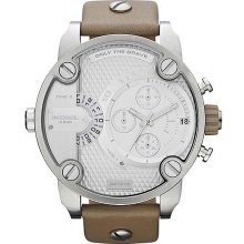 Diesel Oversized Clock Watch In Tan