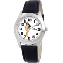 Disney Women's D159s006 Pocahontas Black Leather Strap Watch