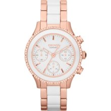 DKNY Ceramic & Rose Gold Bracelet Women's Watch - Rose Gold