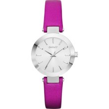 DKNY DKNY Silver Tone Fuchsia Leather Watch