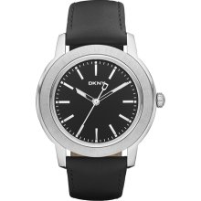 DKNY Men's NY1504 Black Leather Quartz Watch with Black Dial