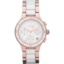 Dkny Ny8504 Ladies Two Tone Ceramix Chronograph Watch