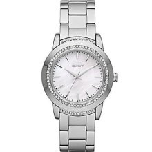 Dkny Watch Ny8673 Silvertone Mother Of Pearl Glitz Watch N Box With Tags