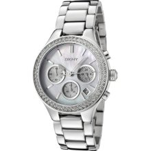 DKNY Women's Chronograph White Crystal White Mother Of Pearl Dial ...