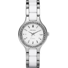 DKNY Women's NY8139 Two-Tone Ceramic Quartz Watch with White Dial