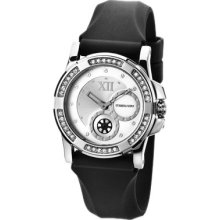 Dyrberg/Kern Women's Quartz Watch With Silver Dial Analogue Display And Black Rubber Bracelet 328016