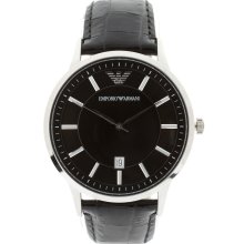 Emporio Armani AR2411 Leather Watch Black