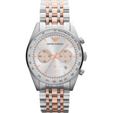 Emporio Armani Two Tone Chronograph Sport Watch - Silvertone