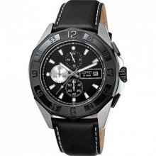 Esprit Men's ES102841001 Black Leather Quartz Watch with Black Di ...