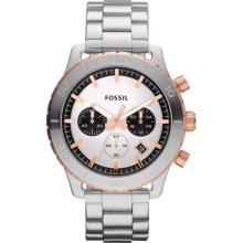 Fossil 2 Tone Chronograph Stainless Steel Bracelet Men's Watch Ch2815