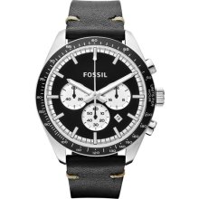 Fossil 'Edition Sport' Chronograph Leather Strap Watch, 45mm