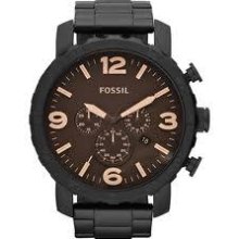 Fossil Jr1356 Men's Chronograph Nate Black Ion Plated Bracelet