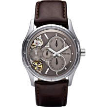 Fossil Mechanical Twist Leather Watch Brown - ME1020