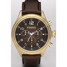 Fossil Mens Cuff Three Hand Brown Leatehr Watch Jr9990