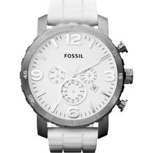 Fossil 'Nate' Silicone Strap Watch, 50mm