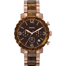 Fossil Women's Natalie JR1385 Two-Tone Stainless-Steel Quartz Watch with Brown Dial