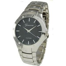 Geneva Platinum Men's 6397.Gun.Black Silver Stainless-Steel Quartz