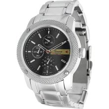 Geneva PlatinumC 3323 Men's Chronograph-style Link Watch-SIL/BLK ...