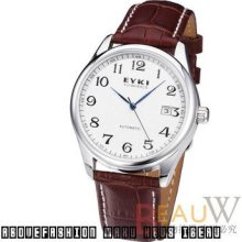 Gentleman Business Casual Real Leather Belt Automatic Mechanical Man Watch