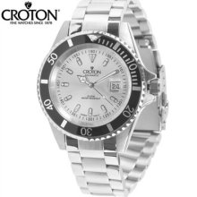 Gents Croton Diver 20atm Date Watch All Silver Ca301157