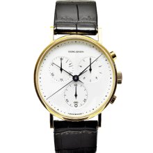 Georg Jensen Men's 18 Ct. Gold Chronograph Watch 1317 With White Dial