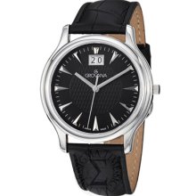 Grovana Watches Men's Black Dial Black Leather Black Leather Black Dia