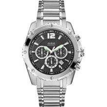 Guess Black Dial Watch in Silver