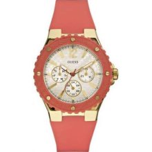 Guess Ladies Orange Rubber Strap W10614L1 Watch