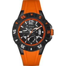 GUESS Orange Silicone Mens Watch U0034G8