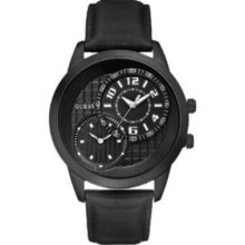 Guess U11666G2 Black Leather with Black Dial Men's Watch