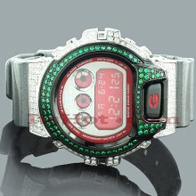 Iced Out G Shock Watch with Green Crystals 5ct