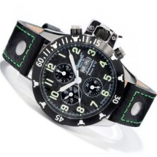 Ingersoll Men's Bison No. 12 Automatic Leather Strap Watch BLACK / GREEN