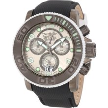 Invicta Men's Sea Hunter Stainless Steel Case Gray Dial Leather Strap Chronograph 10722