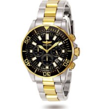 Invicta Two Tone 23K Gold Plated Diver Chronograph Luminous