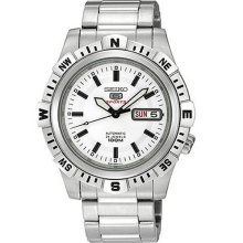 Japan Seiko 5 Mens White Dial Analog World Time Automatic Sports Watch Srp135j1