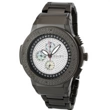 JBW Men's Black Ion-plated 'Saxon' Diamond Watch (Sunray Silver)