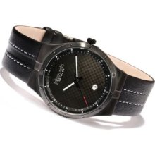 Johan Eric Men's Skive Quartz Stainless Steel Leather Strap Watch