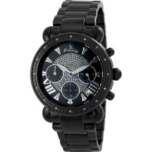 Justbling Stainless Steel Round 16 diamond Watch JB-6210-C Black Case