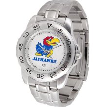 Kansas Jayhawks KU Mens Sports Steel Watch