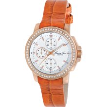 Kenneth Cole New York Multifunction Watch With Orange Croco-Embossed Strap