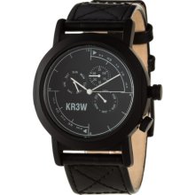 KR3W Navigator Watch Black Leather, One Size