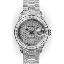 Ladies Full Pave Pave Diamond Dial Rolex Datejust Super President