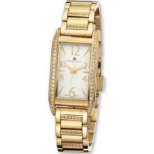 Ladies Gold-Pltd Crystal White Dial 24X40Mm Watch